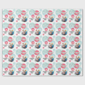 Papier Cadeau Photo turquoise et rouge Bauble de Noël (Plat)