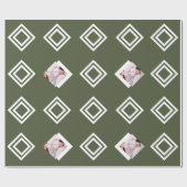 Papier Cadeau Photo verte moderne Imprimer Noël (Plat)