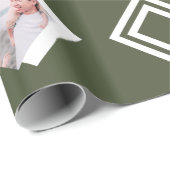 Papier Cadeau Photo verte moderne Imprimer Noël (Coin rond)