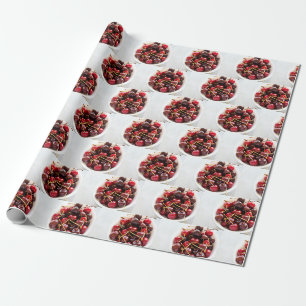 Papier Cadeau Photographie de cerises rouges fraîches dans un bo