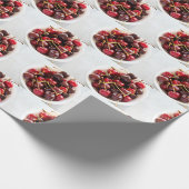 Papier Cadeau Photographie de cerises rouges fraîches dans un bo (Coin)