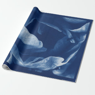 Papier Cadeau Photographie de Cyanotype floral bleu contemporain