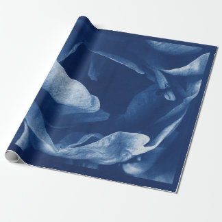 Papier Cadeau Photographie de Cyanotype floral bleu contemporain