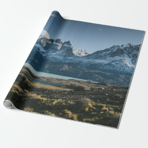 PAPIER CADEAU PHOTOGRAPHIE DU PAYSAGE DE MONTAGNE NOIRE ET BLANC