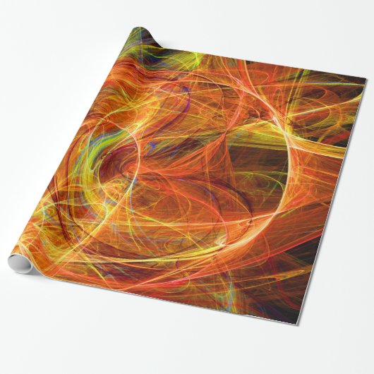 Papier Cadeau PHOTON CRAZY Abstrait Jaune Orange Fractal Fils (Déroulé)
