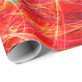 Papier Cadeau PHOTON FROID Abstrait Fractales rouges jaunes, Fla (Coin rond)