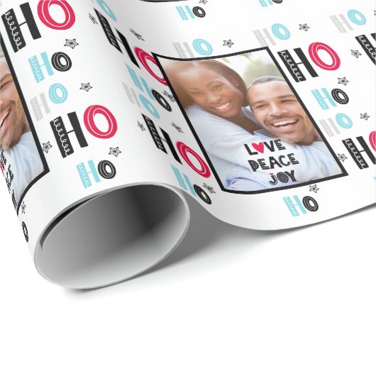 Papier Cadeau Photos de Doodle scandinave Noël moderne (Coin rond)