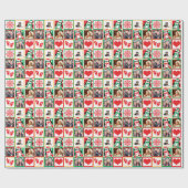 Papier Cadeau Photos de famille de Noël avec les pingouins (Plat)