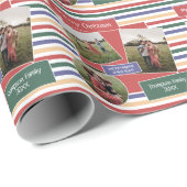 Papier Cadeau Photos géométriques modernes Retro encadrées Noël (Coin rond)