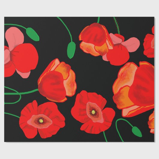 Papier Cadeau Photos rouges sur arrière - plan noir (Plat)