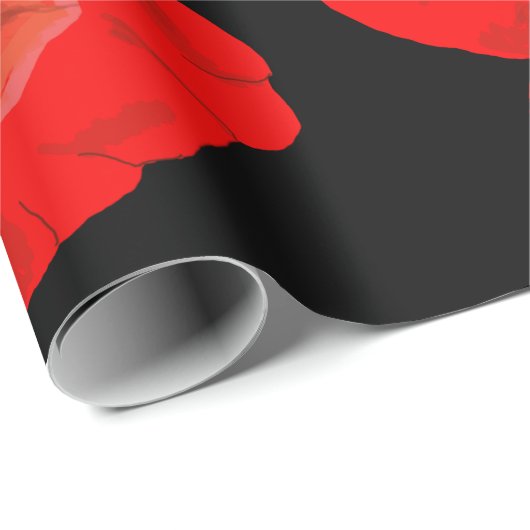 Papier Cadeau Photos rouges sur arrière - plan noir (Coin rond)