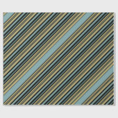 Papier Cadeau Pi vert olive rayé clair, noir et gris (Plat)
