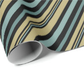 Papier Cadeau Pi vert olive rayé clair, noir et gris (Coin rond)