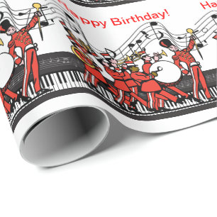 Papier Cadeau Piano de klaxons de fanfare et anniversaire de
