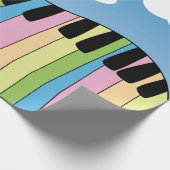 Papier Cadeau Piano Music Pastel Clavier Ciel Bleu Nuages (Coin)