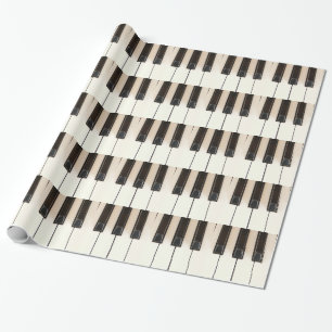 Papier Cadeau Piano Noir Clés blanches Papier à envelopper
