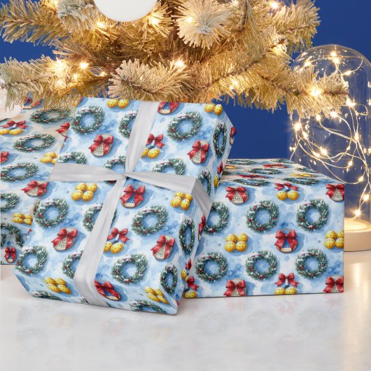 Papier Cadeau Pickleball à thème Noël (Vacances)