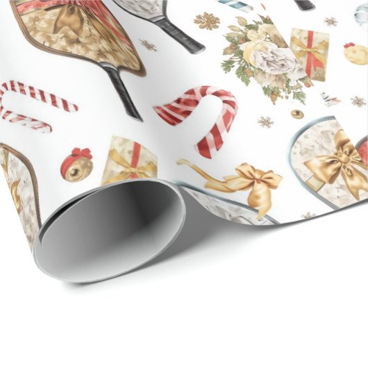 Papier Cadeau Pickleball Christmas themed with Paddle (Coin rond)