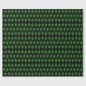 Papier Cadeau Pickleball Christmas Trees Green on Black (Plat)