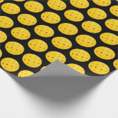 Papier Cadeau Pickleball jaune sur noir (Coin)