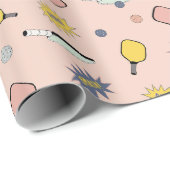 Papier Cadeau Pickleball ! Motif coloré amusant (Coin rond)