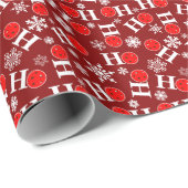 Papier Cadeau Pickleball Noël Rouge Blanc Ho Ho Ho Flèches de ne (Coin rond)