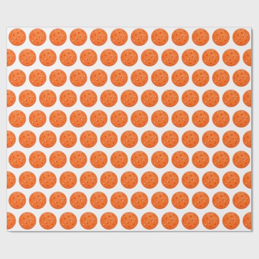 Papier Cadeau Pickleball orange sur blanc (Plat)