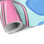 Papier Cadeau Pickleball Paddles et Balls Blue (Coin rond)