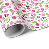 Papier Cadeau Pickleball Party Celebration Cosmo Cocktail White (Coin rond)