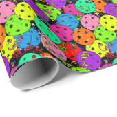 Papier Cadeau Pickleball Party Confetti et Pickleball Ballons (Coin rond)