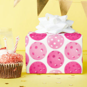 Papier Cadeau Pickleball rose et blanc Pickleballs Personnalisé