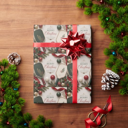 Papier Cadeau Pickleball thème de Noël (Cadeau de vacances)