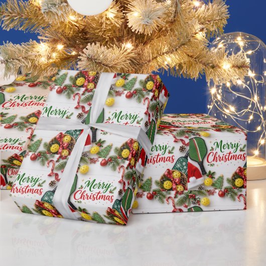 Papier Cadeau Pickleball thème de Noël (Vacances)