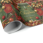 Papier Cadeau Pickleball thème de Noël (Coin rond)