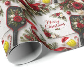 Papier Cadeau Pickleball thème de Noël (Coin rond)