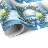 Papier Cadeau Pickleball thème de Noël (Coin rond)