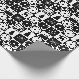 Papier Cadeau Pickleballs Joyeux Noël 🎄 noir et blanc