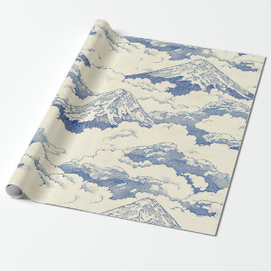 Papier Cadeau Pics de neige bleu cendré - Motif panoramique de l