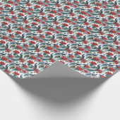 Papier Cadeau Pics De Noël Plumes Et Poinsettias (Coin)