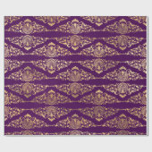 Papier Cadeau Pics d'or et figuier sur le violet (Plat)