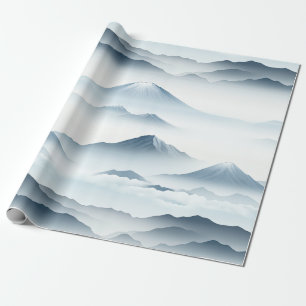 Papier Cadeau Pics embrumés – Paysage de montagne à l'aquarelle 