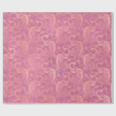 Papier Cadeau Pics Gold Boho en rose (Plat)