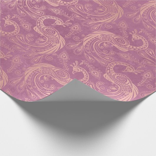 Papier Cadeau Pics Gold Boho en rose (Coin)