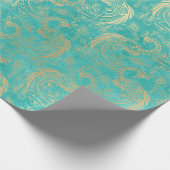 Papier Cadeau Pics Gold Boho sur Aqua (Coin)