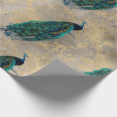 Papier Cadeau Pics Turquoises sur l'or (Coin)