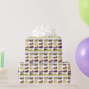 Papier Cadeau Pie Slice Pomme Citrouille Banane clé Lime Blueber