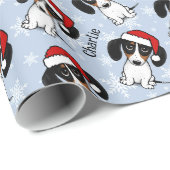 Papier Cadeau Piebald Dachshund Noël Personnalisé Nom du chien m (Coin rond)