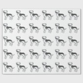 Papier Cadeau Piebald noir Motif de dessin de chien de taureau a (Plat)