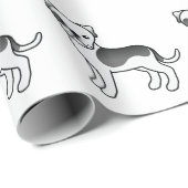 Papier Cadeau Piebald noir Motif de dessin de chien de taureau a (Coin rond)