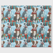 Papier Cadeau Piebald PitBull Amoureux de les chiens chiots Noël (Plat)